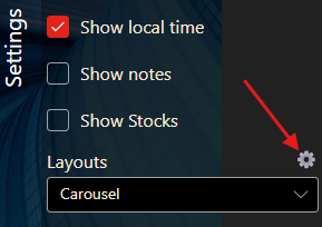 Open Layout Settings